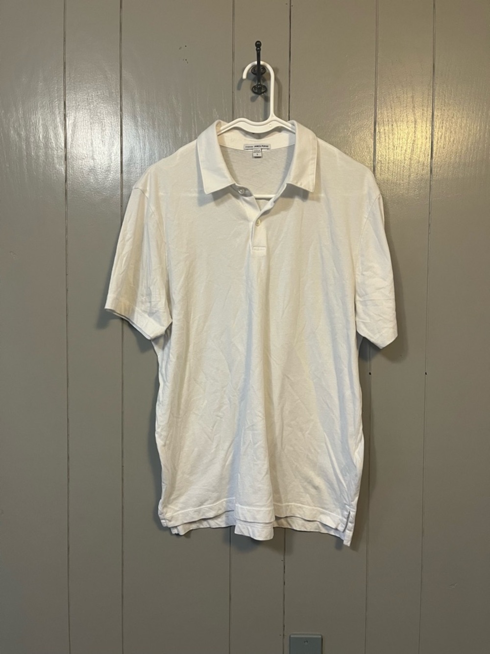 James Perse Polo Shirt Mens 2 Perfect White Short Sleeve Cotton EUC